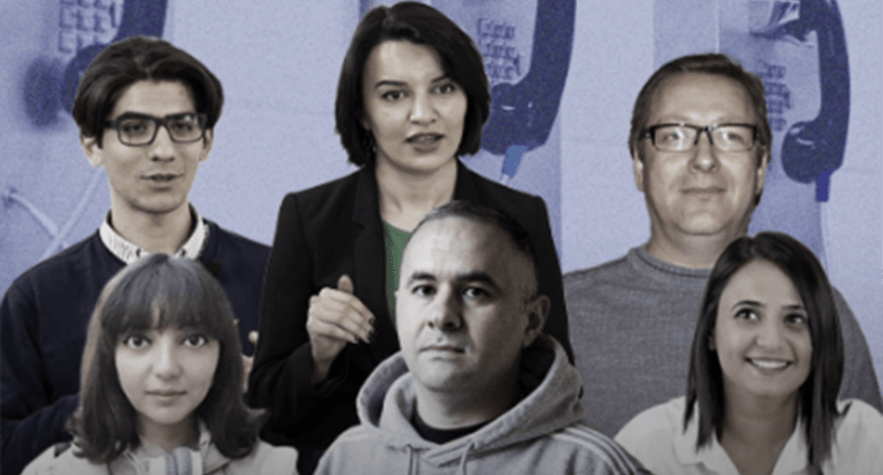 Журналисты Abzas Media. Фото: Musavat https://musavat.com/news/abzas-media-ve-toplum-tv-isinde-yeni-faktlar_1062539.html?d=1


