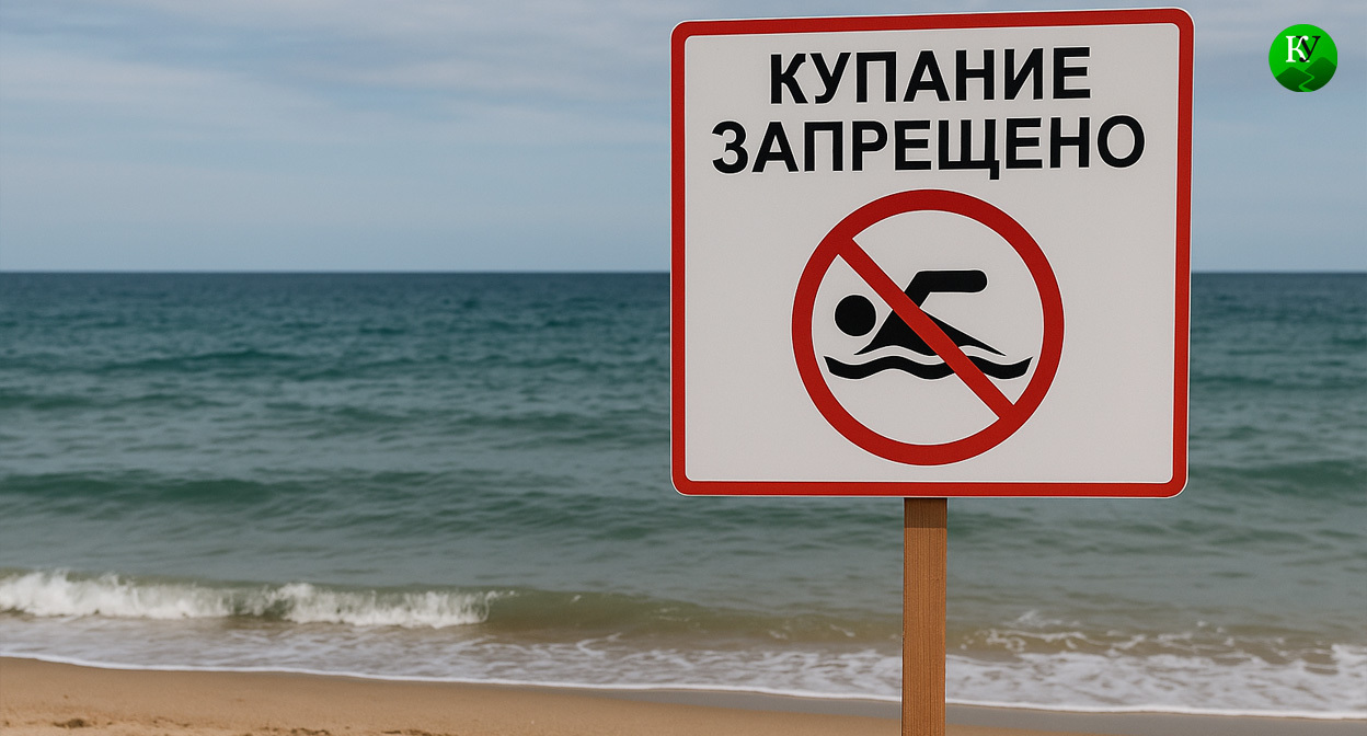 Табличка "купание запрещено". Иллюстрация создана «Кавказским узлом» с помощью ИИ в программе Copilot