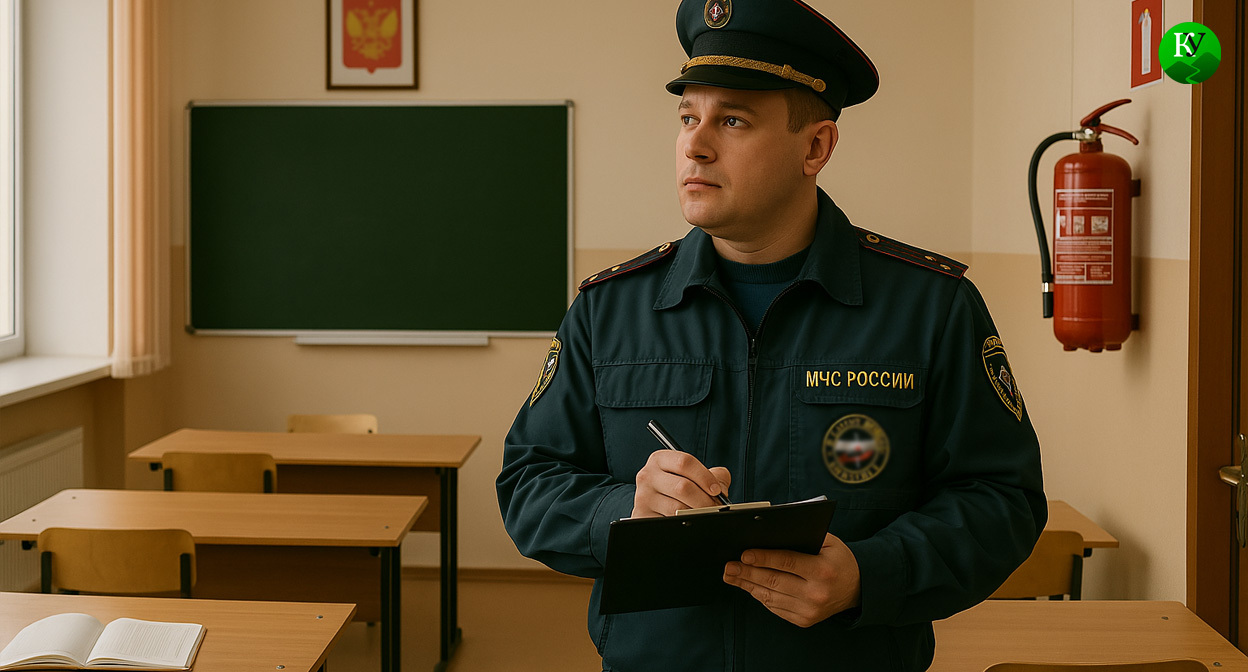 Пожарный инспектор. Иллюстрация создана «Кавказским узлом» с помощью ИИ в программе Copilot