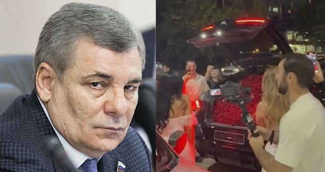 Арсен Коков. Подарки сына Арсена Канокова Альберта своей девушке. Коллаж "Кавказского узла". Фото: пресс-служба Совета Федерации. Скриншот видео https://t.me/sovetnik333
