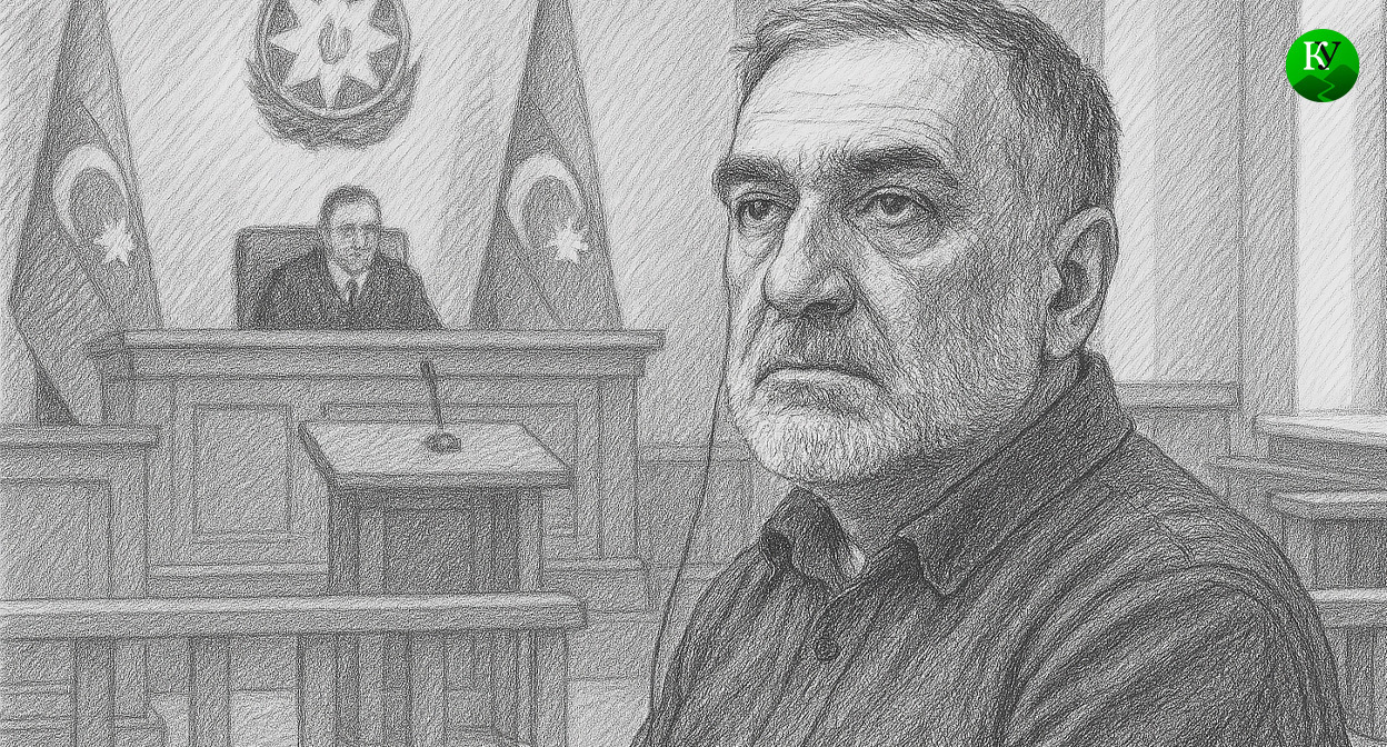 Рубен Варданян в суде. Иллюстрация создана «Кавказским узлом» с помощью ИИ в программе Copilot