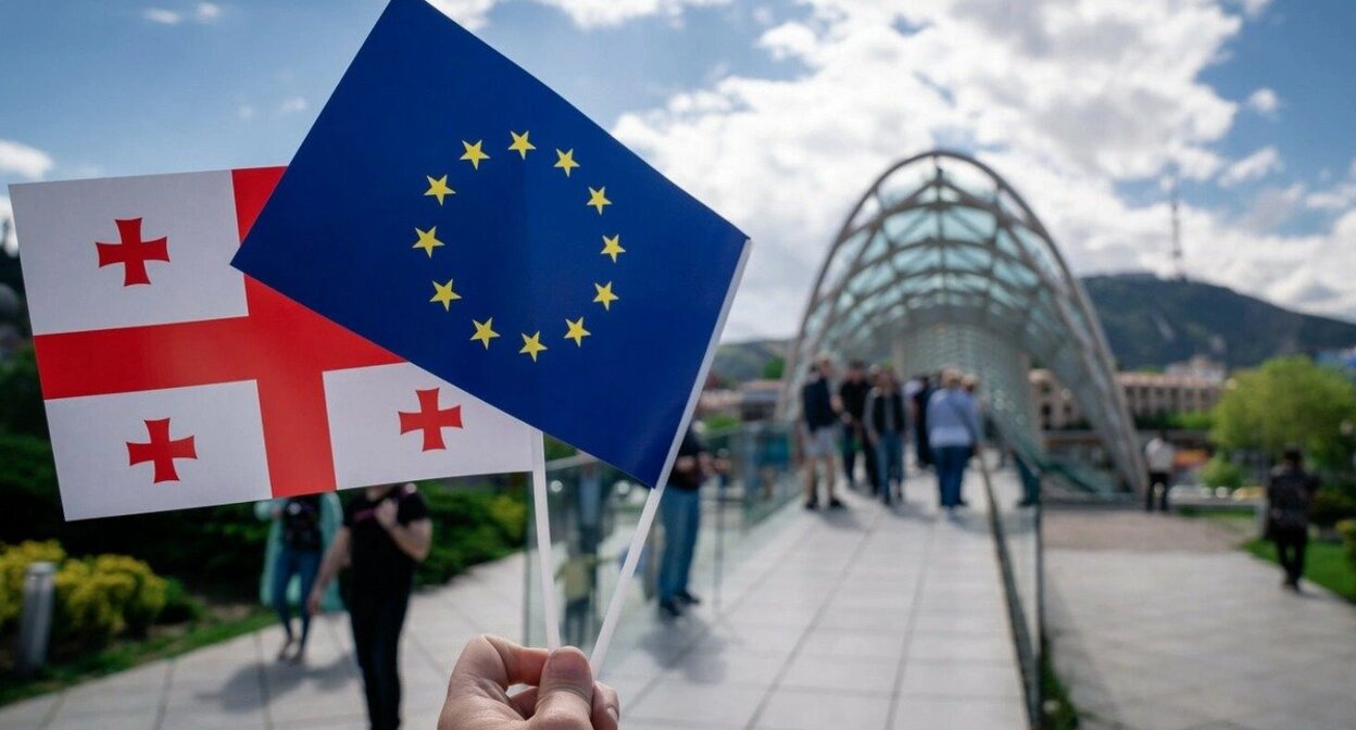 Флаги Грузии и Евросоюза. Фото: "Новости Грузии" https://www.newsgeorgia.ge/