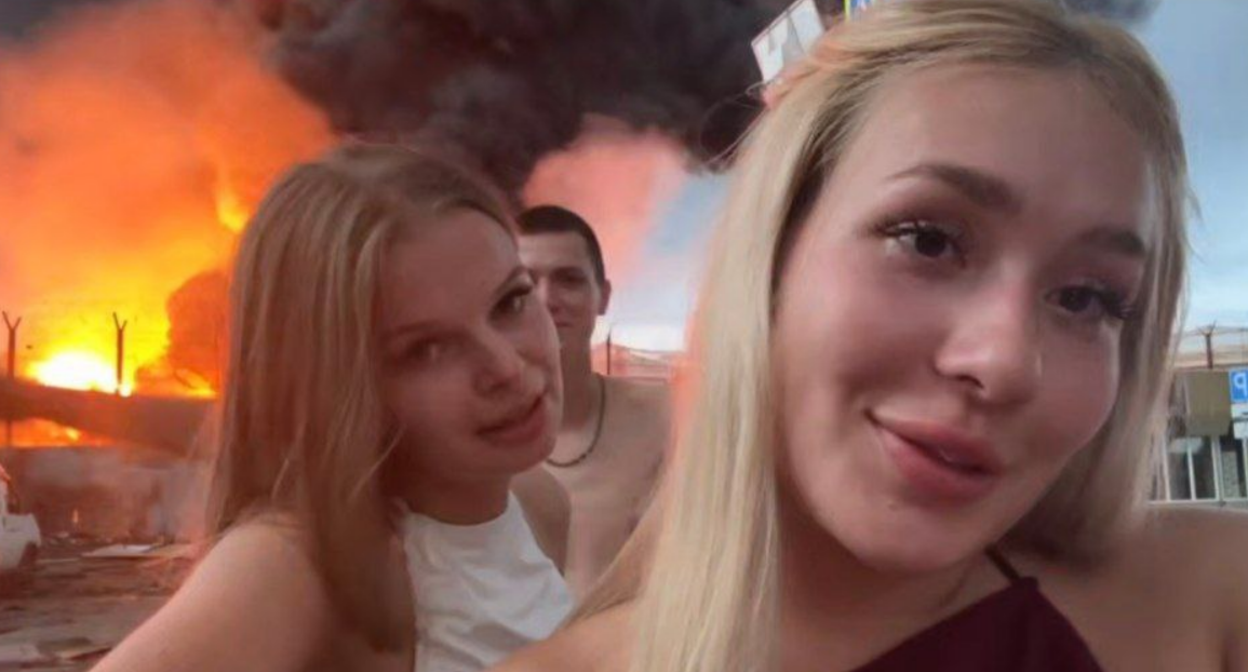 Полиций Кубани 03.08. 25 разместила скриншот из ролика на фоне горящей нефтебазы, https://t.me/mvd_23/12146.