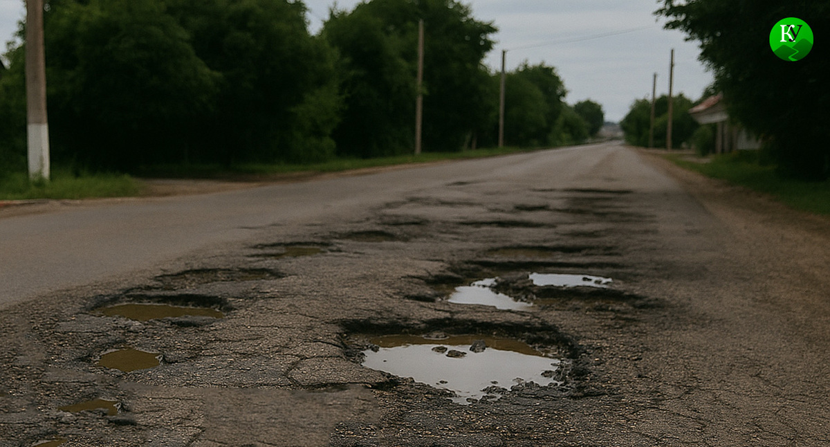 Разбитая дорога. Иллюстрация создана «Кавказским узлом» с помощью ИИ в программе Copilot