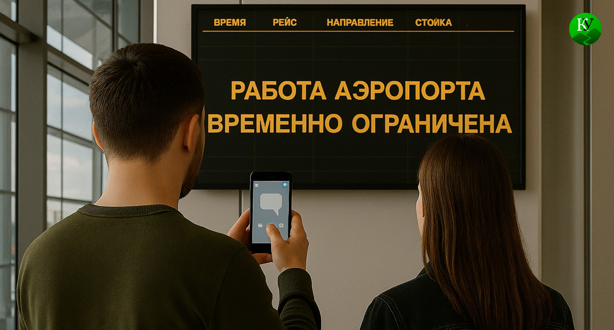 Табло в аэропорту. Иллюстрация создана «Кавказским узлом» с помощью ИИ в программе Copilot