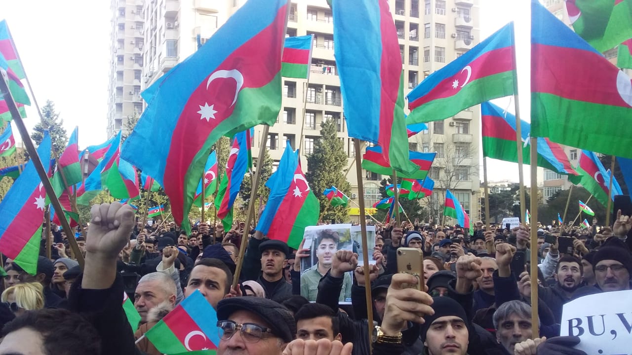 Митинг в Баку, январь 2019 г. Фото Мейдан ТВ.