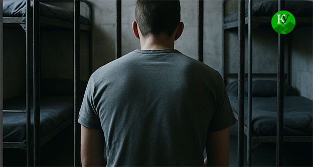 Задержанный в тюрьме. Иллюстрация "Кавказского узла" созданная ИИ при помощи программы Copilot