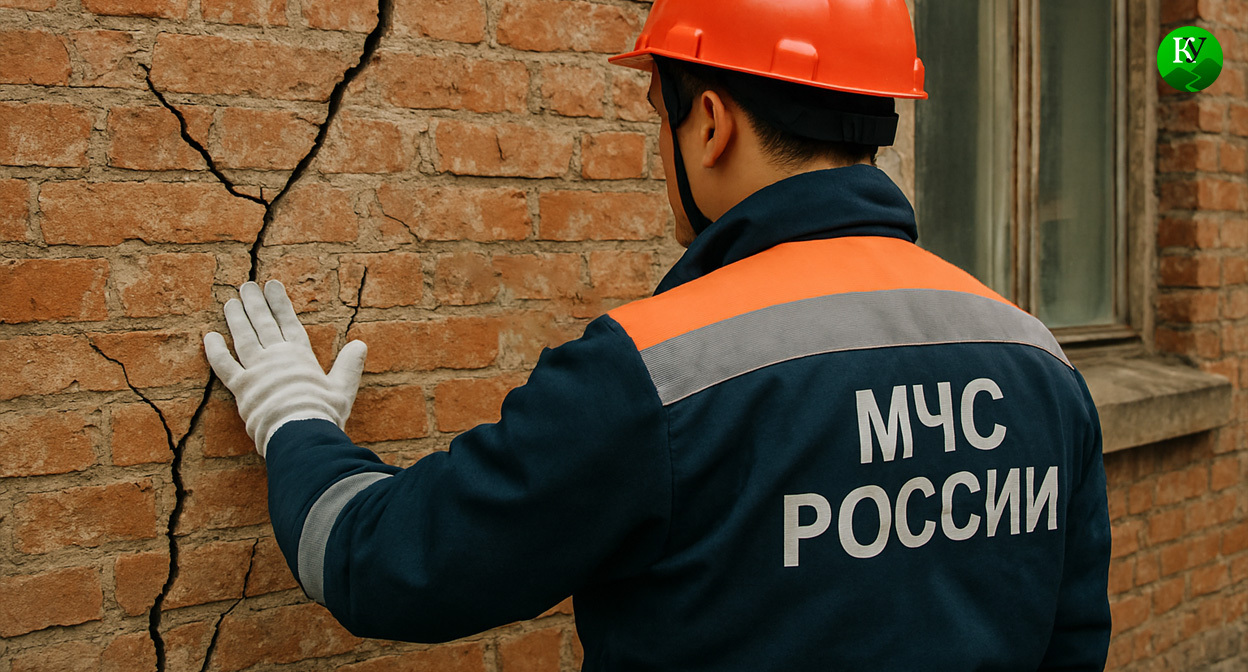 Трещина на стене дома. Иллюстрация создана «Кавказским узлом» с помощью ИИ в программе Copilot