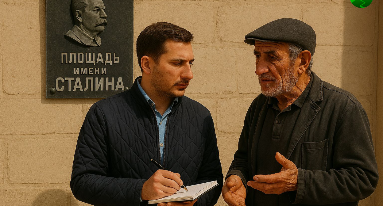Площадь имени Сталина. Иллюстрация создана "Кавказским узлом" с помощью ИИ.