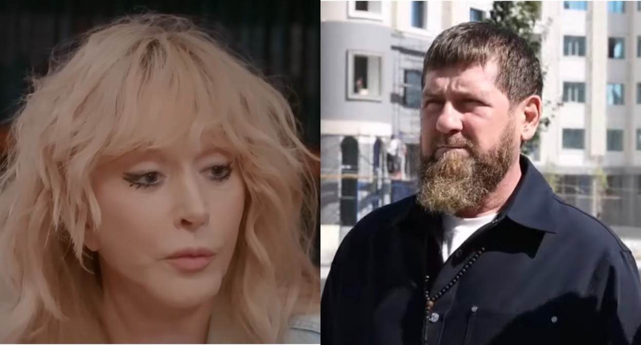 Алла Пугачева, Рамзан Кадыров. Кадры видео и ALIBABAYEVOfficial на Youtube, коллаж "Кавказского узла". 
