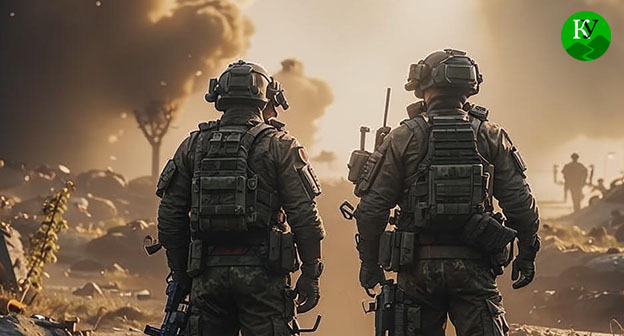 Военнослужащие. Иллюстрация "Кавказского узла" созданная при помощи ИИ в программе Copilot