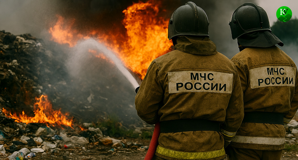 Возгорание на свалке. Иллюстрация создана «Кавказским узлом» с помощью ИИ в программе Copilot