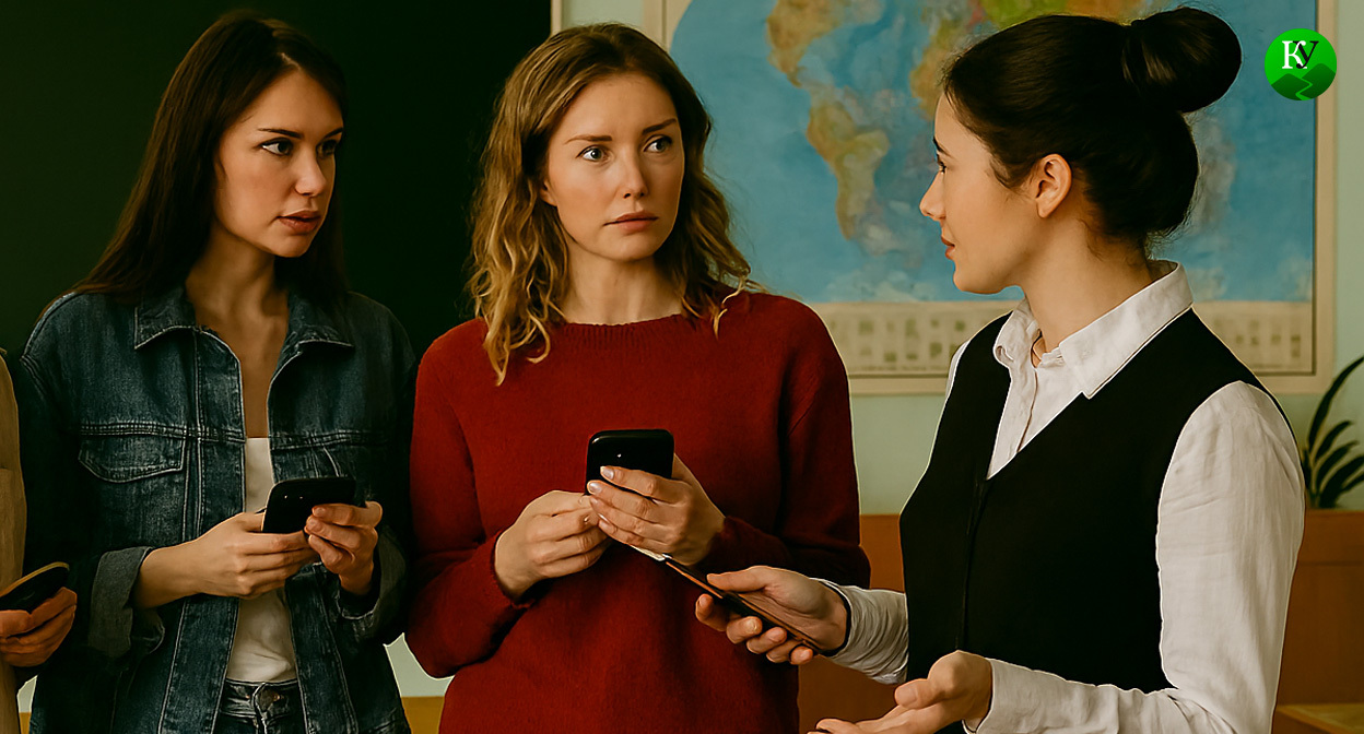 Родители и воспитатель. Иллюстрация создана «Кавказским узлом» с помощью ИИ в программе Copilot